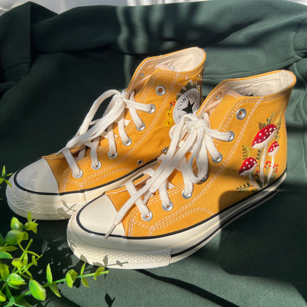 Converse High TopsMushroom ConverseEmbroidered Red Mushrooms And  Butterfly Embroidered Converse Chuck Taylor 1970s Mountain Logo - 6.jpg