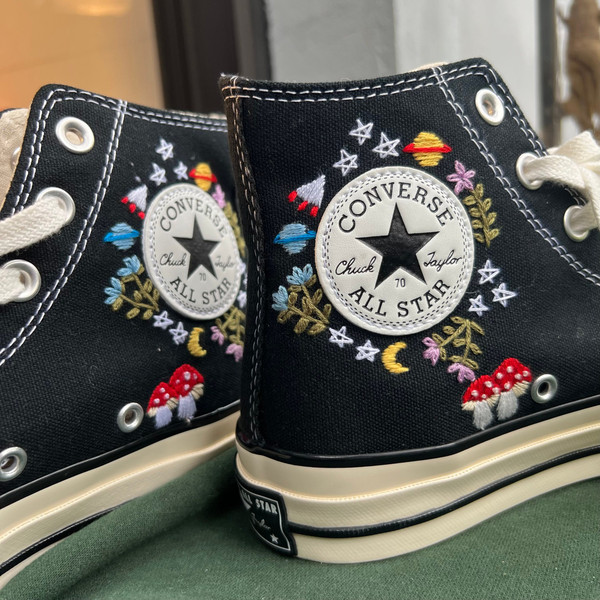 Custom Converse High TopsFlower ConverseMushroom ShoesEmbroidered Mushroom Flowers And The SkyEmbroidered Chuck Taylor 1970sGift Her - 7.jpg