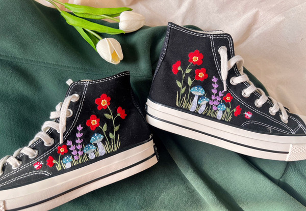 Custom Mushroom ConverseEmbroidered ConverseConverse High Tops Chuck Taylor 1970sCustom Logo Mushrooms,FlowersEmbroidered Blue Mushrooms - 2.jpg