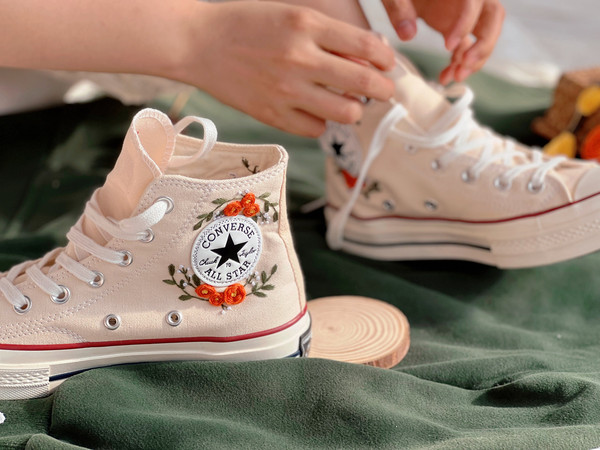 Embroidered ConverseBridal ConverseWedding NameFlower ConverseCustom Converse HighTops Orange RoseCustom Logo ConverseGift For Wedding - 4.jpg