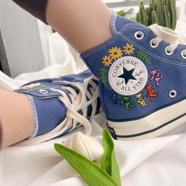 Embroidered ConverseConverse Hi TopsEmbroidered Colorful Bear Converse High Tops Chuck Taylor 1970s - 4.jpg