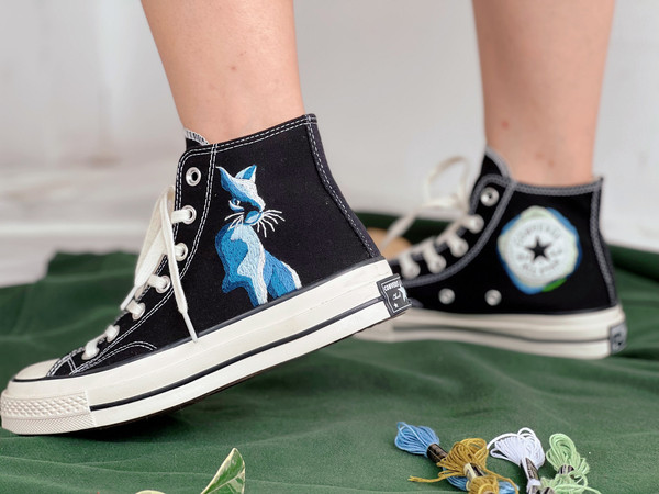 Embroidered ConverseCustom Converse PetEmbroidered Converse High Tops Cat Embroidery ArtCustom Blue CatCustom Logo ConverseGift For Her - 3.jpg