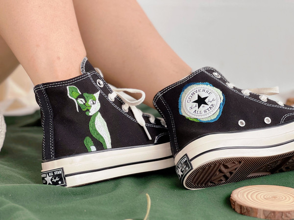 Embroidered ConverseCustom Converse PetEmbroidered Converse High Tops Cat Embroidery ArtCustom Blue CatCustom Logo ConverseGift For Her - 5.jpg