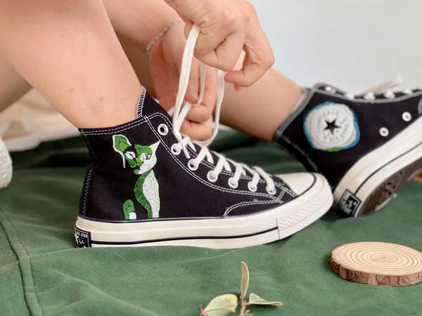 Embroidered ConverseCustom Converse PetEmbroidered Converse High Tops Cat Embroidery ArtCustom Blue CatCustom Logo ConverseGift For Her - 6.jpg