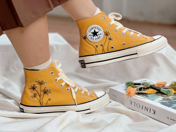 Embroidered ConverseFloral ConverseCustom Converse White DandelionEmbroidered LogoConverse High Tops Chuck Taylors 1970sCustom For Gift - 6.jpg