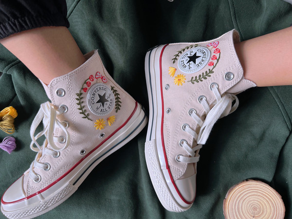 Embroidered ConverseMushroom ConverseEmbroidered Big Red Mushrooms,Fairies And FlowerConverse High Tops Chuck Taylor 1970sGift For Her - 8.jpg