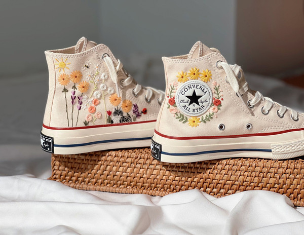 Embroidered ConverseSunflower ConverseCustom Converse PetEmbroidered Converse High Tops Butterfly Cat And Sweet Sunflower GardenGifts - 1.jpg