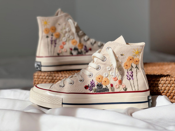 Embroidered ConverseSunflower ConverseCustom Converse PetEmbroidered Converse High Tops Butterfly Cat And Sweet Sunflower GardenGifts - 3.jpg