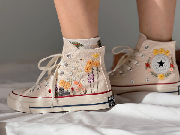 Embroidered ConverseSunflower ConverseCustom Converse PetEmbroidered Converse High Tops Butterfly Cat And Sweet Sunflower GardenGifts - 7.jpg