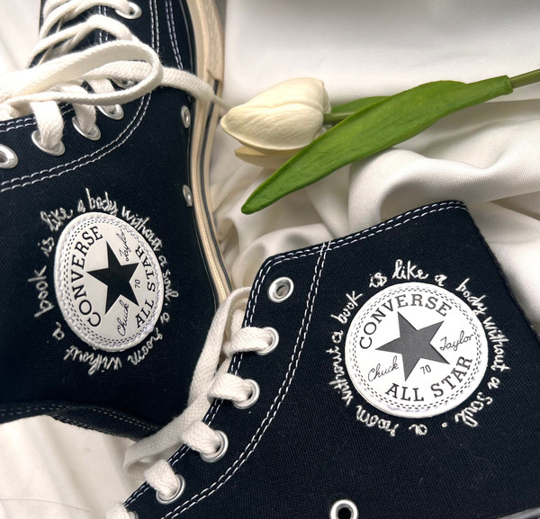 Embroidered ConverseMushroom ConverseEmbroidered Sneakers Mushroom Flower Forest And Stack Of BooksConverse High Tops Chuck Taylor 1970s - 8.jpg