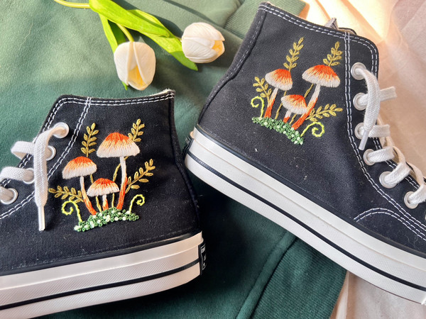 Embroidered Orange MushroomsConverse High Tops Chuck Taylor 1970sEmbroidered ConverseCustom Logo Mushrooms,FlowersEmbroidered Sneakers - 7.jpg