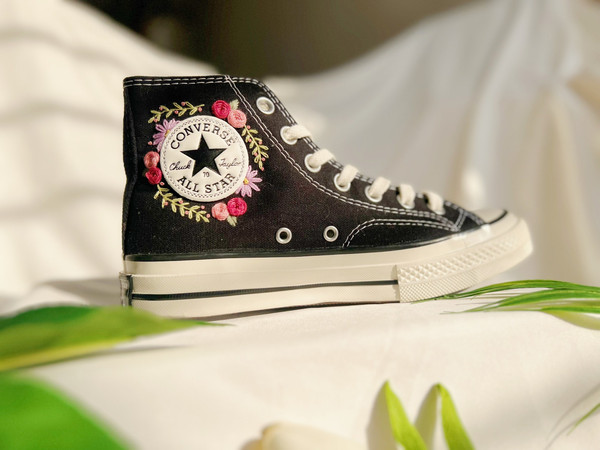 Wedding Converse High Tops Chuck Taylor 1970sEmbroidered ConverseCustom Rose StripEmbroidered Rose LogoCustom Wedding Shoes - 8.jpg