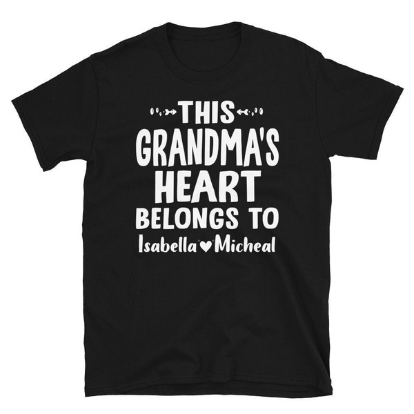 This Grandma's Heart Belong To, grandma shirt with grandkids names, Customized Mother's Day Shirt, Grandchildren, Grandma Shirt Personalized.jpg