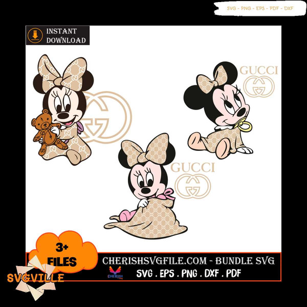 Disney Baby Minnie Mouse Gucci Bundle SVG Digital File