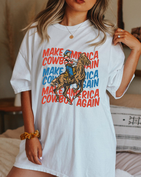 Comfort Colors Shirt, Make America Cowboy Again, 4th Of July Shirt, Western Graphic Tee, Country Concert Tee, Rodeo Shirt, America Shirt - 2.jpg