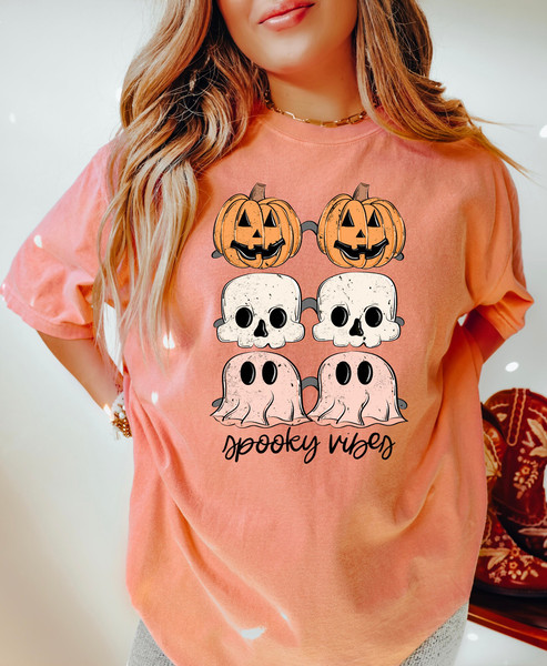Comfort Colors Shirt, Spooky Vibes Shirt, Halloween Shirt, Spooky Season, Vintage Halloween, Retro Halloween, Pumpkin Shirt, Ghost Shirt Tee - 6.jpg