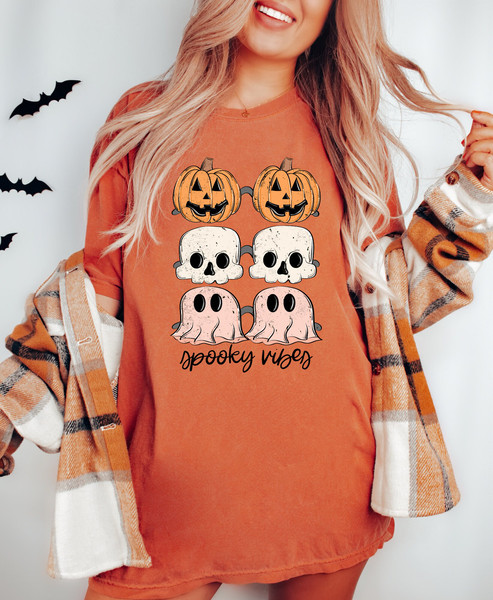 Comfort Colors Shirt, Spooky Vibes Shirt, Halloween Shirt, Spooky Season, Vintage Halloween, Retro Halloween, Pumpkin Shirt, Ghost Shirt Tee - 7.jpg