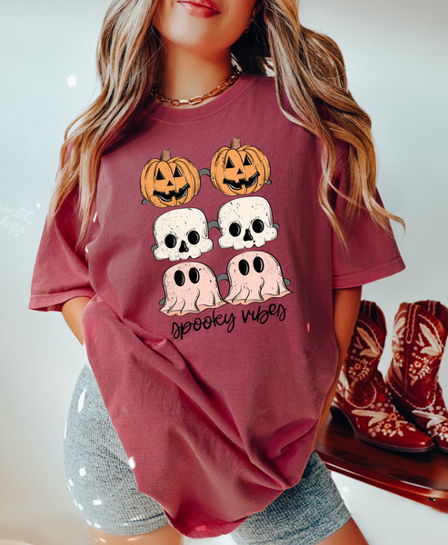 Comfort Colors Shirt, Spooky Vibes Shirt, Halloween Shirt, Spooky Season, Vintage Halloween, Retro Halloween, Pumpkin Shirt, Ghost Shirt Tee - 8.jpg