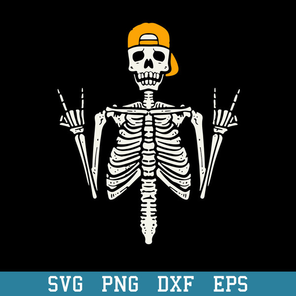 Rocker Skater Skeleton Cap Cool Halloween Svg, Halloween Svg, Png Dxf Eps Digital File.jpeg