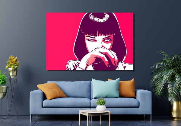 Pulp Fiction Movie Poster,Mia Wallace Print,Movie Bathroom Art,Mia Wallace Poster Art,Mia Wallace Canvas Wall Art,Movies Poster Print Art.jpg