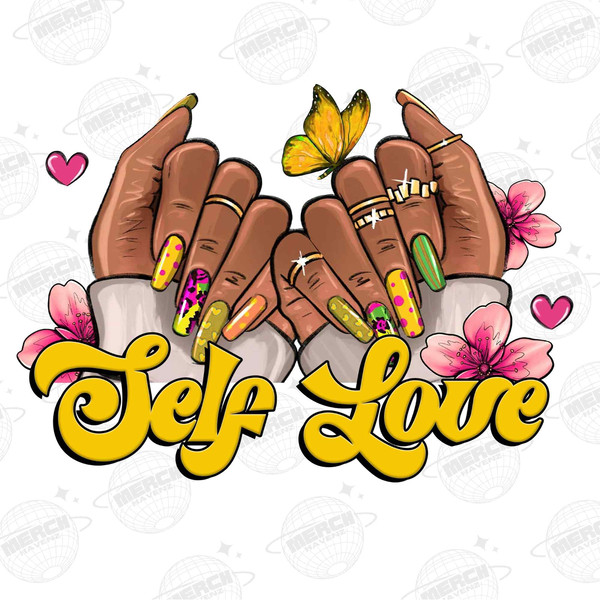 Black woman Self Love nails png sublimation design download, Self Love png,Yellow And Black Nails Png,afro woman hands png,sublimate designs - 1.jpg