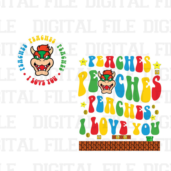 Bowser Mario Peaches Inspired Instant Download Digital File 