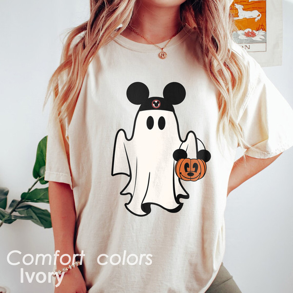 Mickey Ghost Comfort Colors Shirt, Mickey Halloween Shirt, Mickey's Not So Scary Shirt, Halloween Family Matching Shirt, Halloween Party Tee - 3.jpg