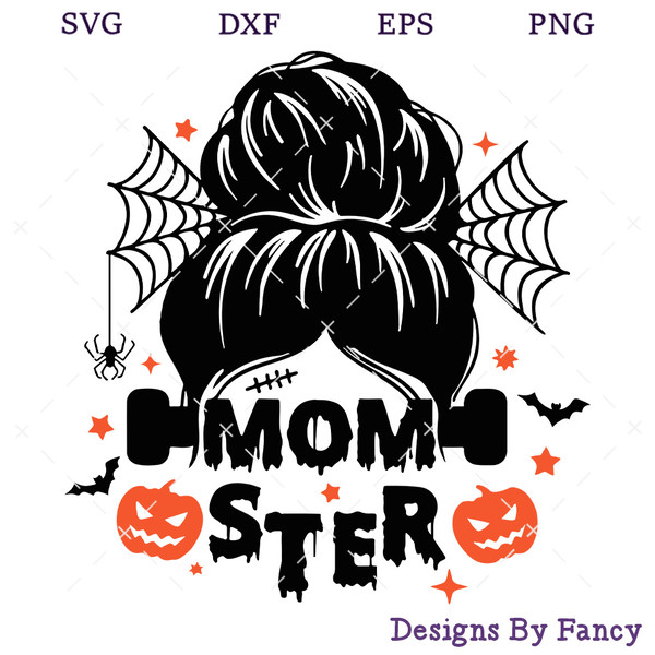 Momster Frankenstein SVG, Mom Halloween SVG, Messy Bun SVG.jpg