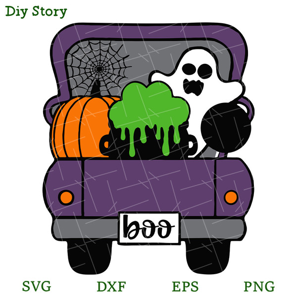 Boo Truck SVG, Spooky Halloween SVG, Halloween Truck SVG.jpg