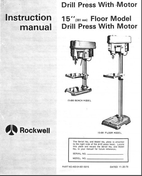 Delta Rockwell 15 Drill Press Instruction Manual Mdl 15-080 & 15-081 .jpg