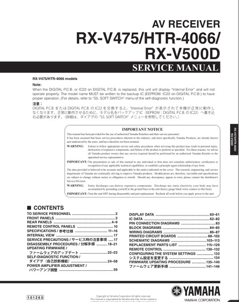 YAMAHA av receiver RX-V475 HTR-4066 RX-V500D Service Manual.png