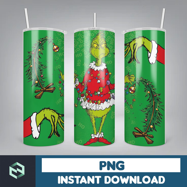 The Grinch Christmas full wrap 20oz Skinny Tumbler Design