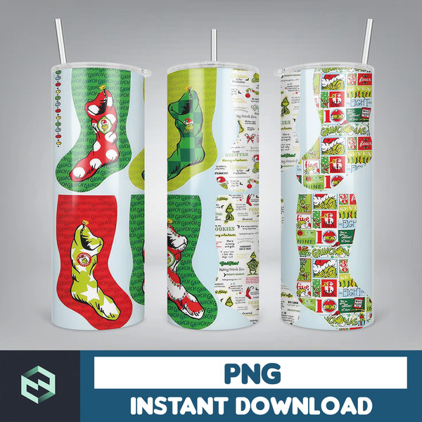 The Grinch Christmas full wrap 20oz Skinny Tumbler Design