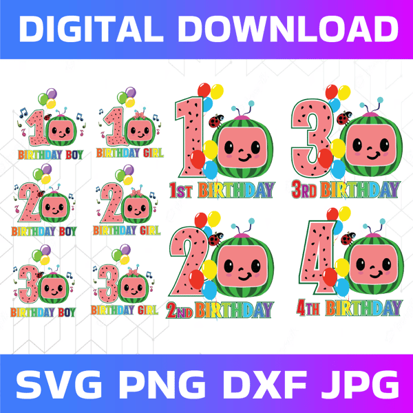 Cocomelon Birthday Boy / Girl Logo SVG PNG, Cocomelon Birthd - Inspire ...