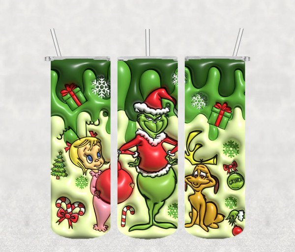 Sublimation Cartoon Tumbler Design, 3D Tumbler 20oz grinch Christmas t in  2023