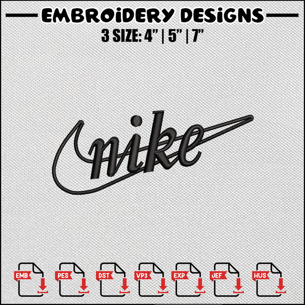 Nike black logo embroidery design