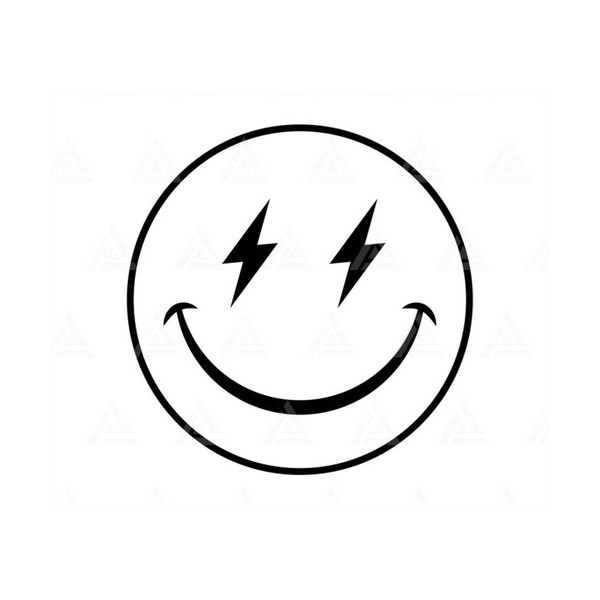 Happy Face Svg, Lightning Bolt Eyes Svg, Positive, Retro Hap - Inspire  Uplift