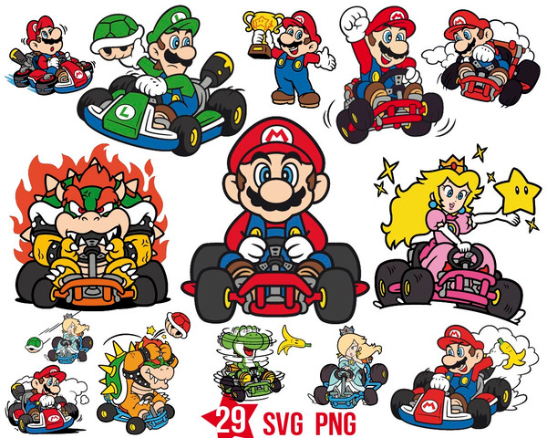 Pack Mario Bros Kart Svg Png, Super Mario Kart Svg.jpg