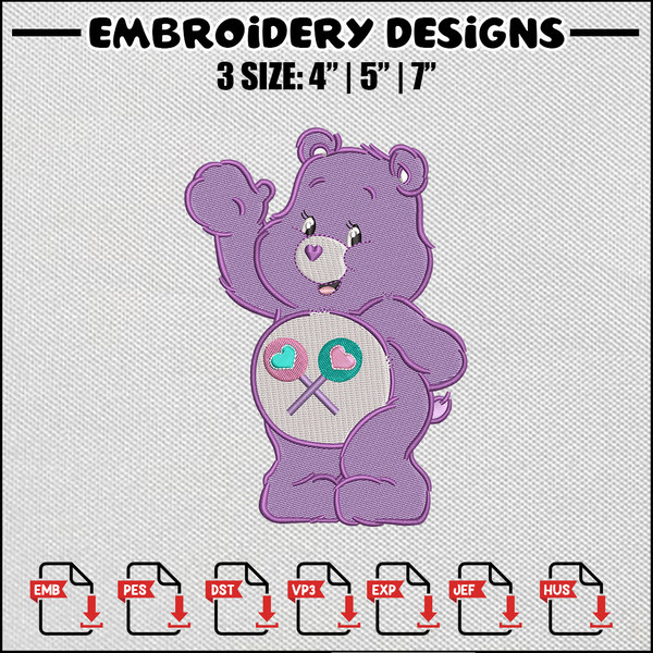 Bear purple embroidery design