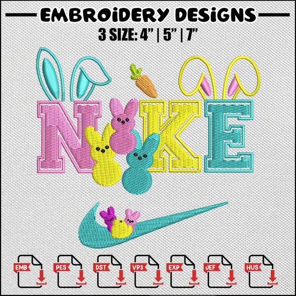 Bunny swoosh embroidery design