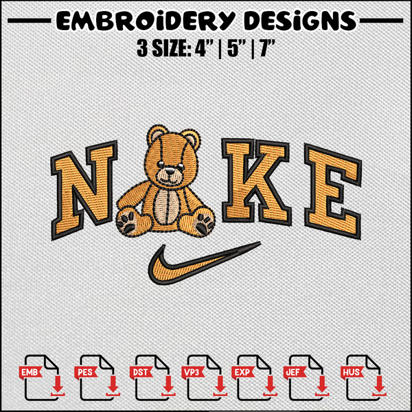 Nike teddy bear embroidery design