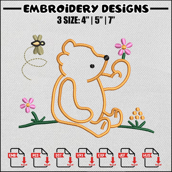 Bear cute embroidery design
