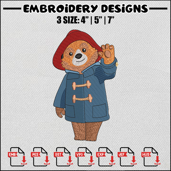 Bear hello embroidery design