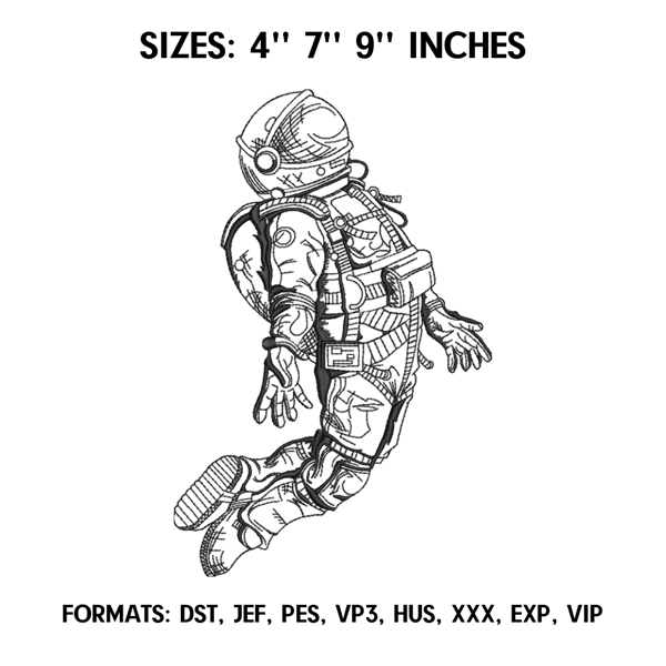 Astronaut Embroidery Design File Pes, Art Embroidery design, Art Design.png