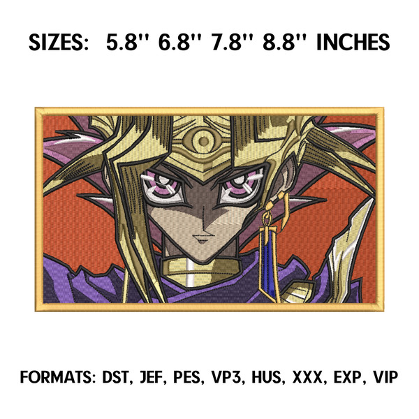 Atem dark side of dimensions Embroidery Design File, Anime Embroidery Design, Machine embroidery, Anime Pes Design.png