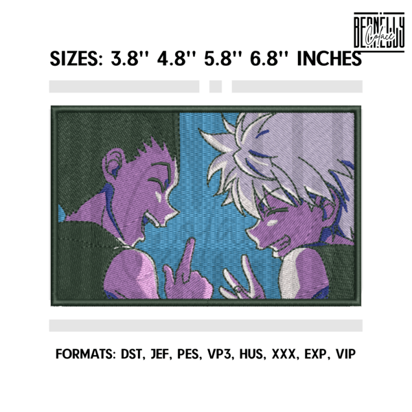 Killua and Gon Embroidery Design File, Hunter x Hunter Anime Embroidery Design, Machine Embroidery, Gon Embroidery.png