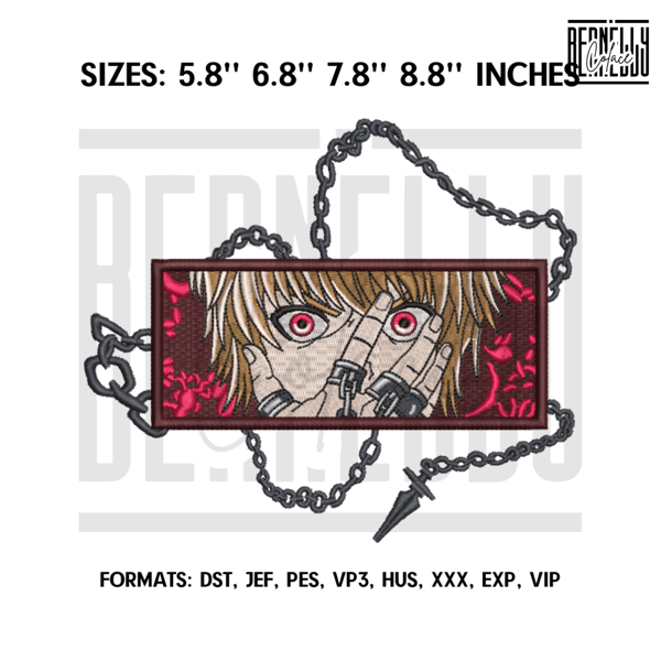 Kurapika Embroidery Design File, Hunter x Hunter Anime Embroidery Design, Anime Pes Design. Kurapika chains 1.png