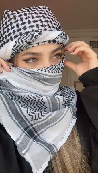 Shemagh Keffiyeh Hirbawi Arab Scarf Palestine White Green Ku