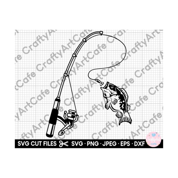 Heart Fishing Rod Clip Art / Cutting Files Svg Eps Dxf Png Jpg