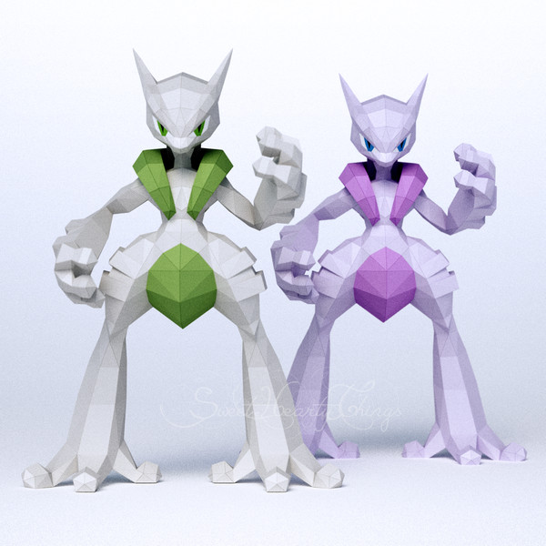 3d Papercraft Mega Mewtwo X PDF DXF Templates - Inspire Uplift